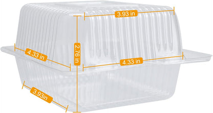 Cake Slice Containers,200Pc Square Plastic Hinged Food Container