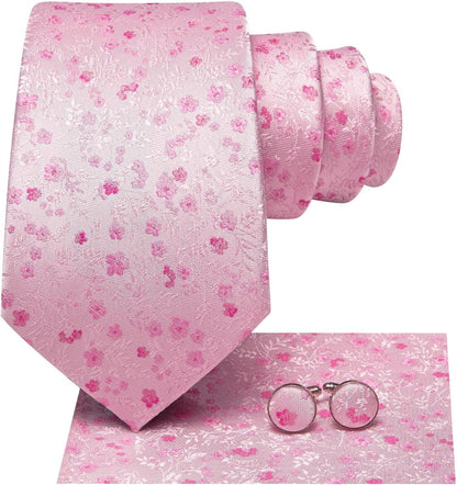 Men 63Inches Tie Set Extra Long Necktie Paisley Tie Pocket Suqare Cufflinks Big and Tall Men Tie