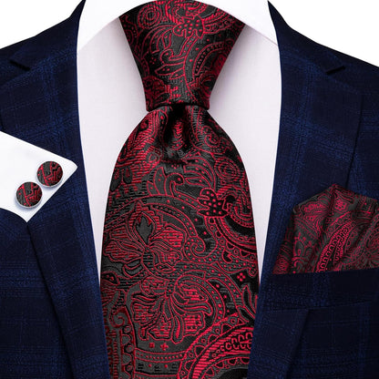 Men 63Inches Tie Set Extra Long Necktie Paisley Tie Pocket Suqare Cufflinks Big and Tall Men Tie