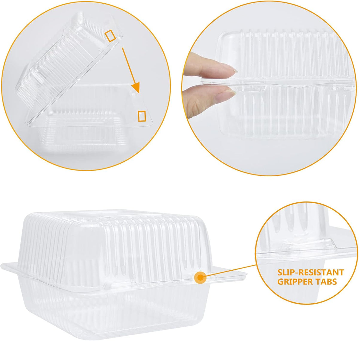 Cake Slice Containers,200Pc Square Plastic Hinged Food Container