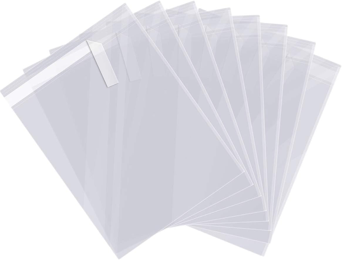 200 Ct 9” X 12” Clear Cello Cellophane Bags Self Sealing and Releasable Food Safe for Shirts, Gift, Cookies, Candies 1.6 Mil, Bulk