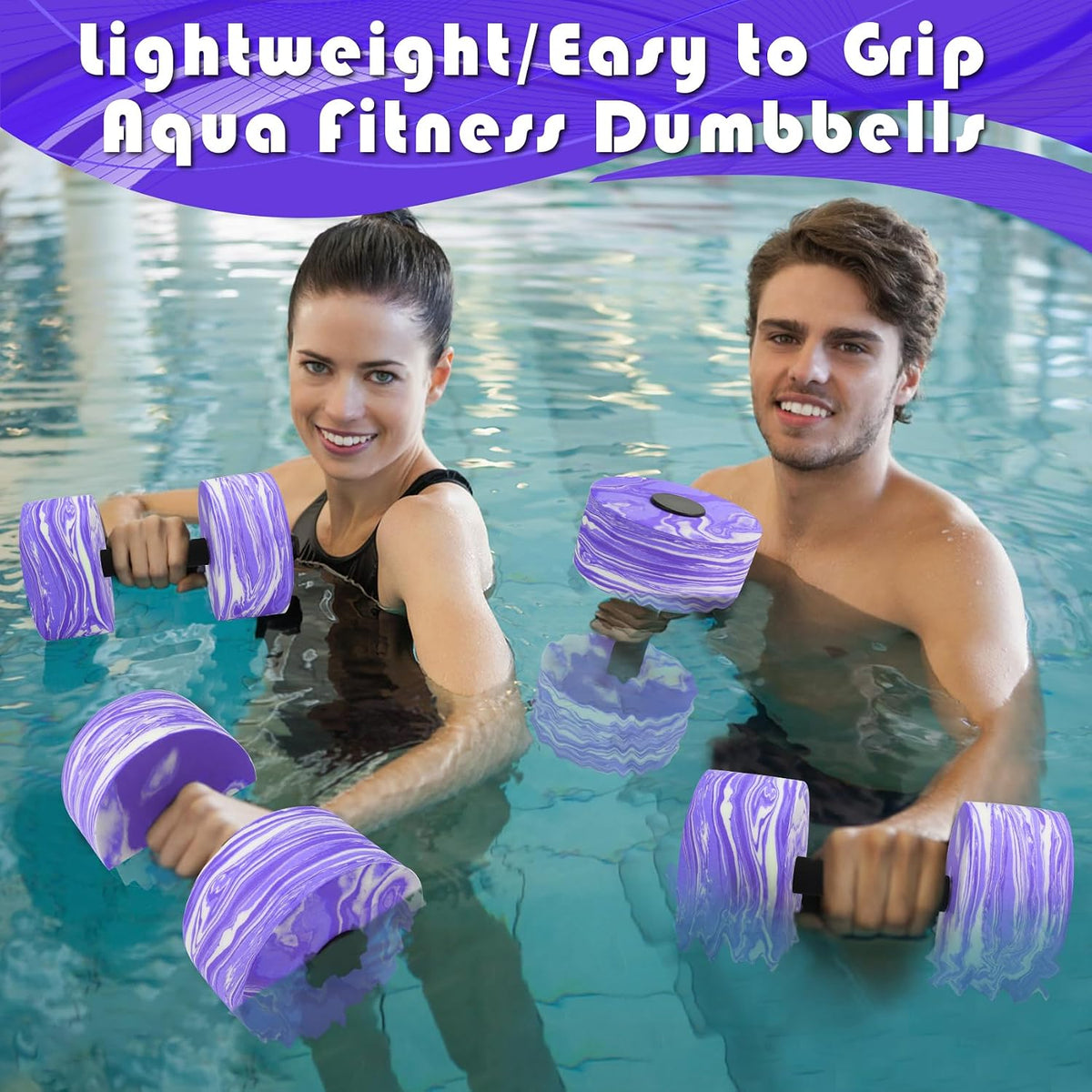Aquatic Exercise Dumbbells, 2PCS Aqua Fitness Barbells, High-Density Eva-Foam Dumbbell Set, Pool Weights Dumbbells Set for Water Aerobics Weight Loss, Pool Fitness, Water Exercise