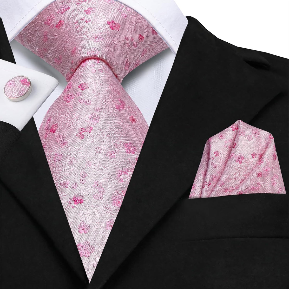 Men 63Inches Tie Set Extra Long Necktie Paisley Tie Pocket Suqare Cufflinks Big and Tall Men Tie