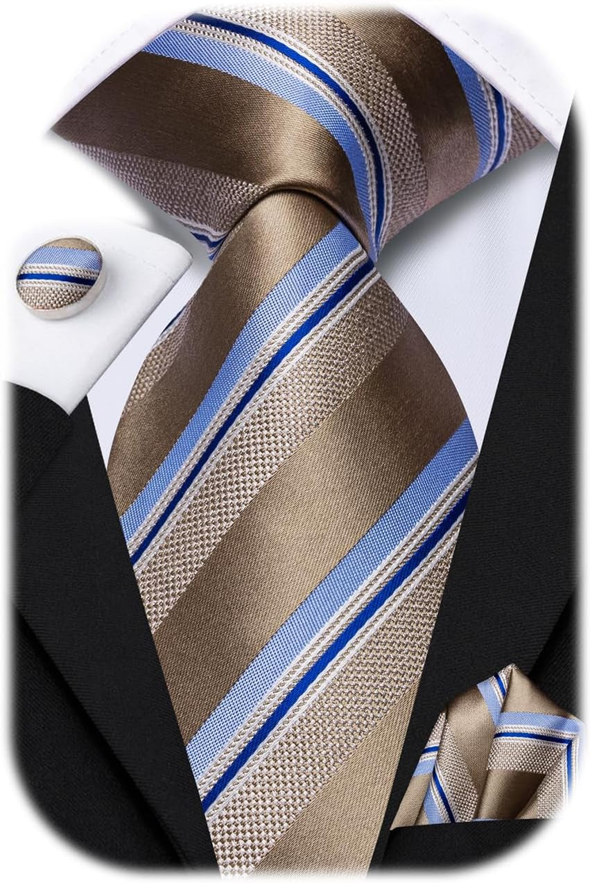 Men 63Inches Tie Set Extra Long Necktie Paisley Tie Pocket Suqare Cufflinks Big and Tall Men Tie