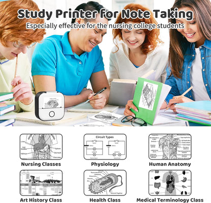 Mini Sticker Printer - New-Gen T02 Print Pods with 3 Rolls Paper