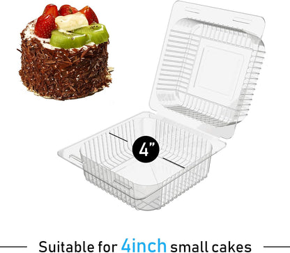 Cake Slice Containers,200Pc Square Plastic Hinged Food Container