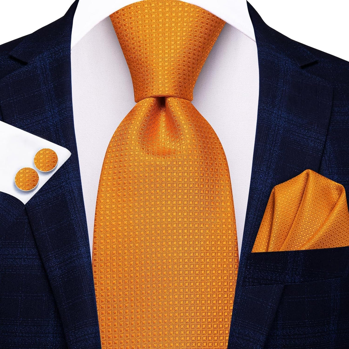 Men 63Inches Tie Set Extra Long Necktie Paisley Tie Pocket Suqare Cufflinks Big and Tall Men Tie