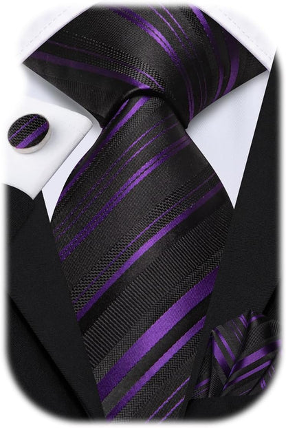 Men 63Inches Tie Set Extra Long Necktie Paisley Tie Pocket Suqare Cufflinks Big and Tall Men Tie