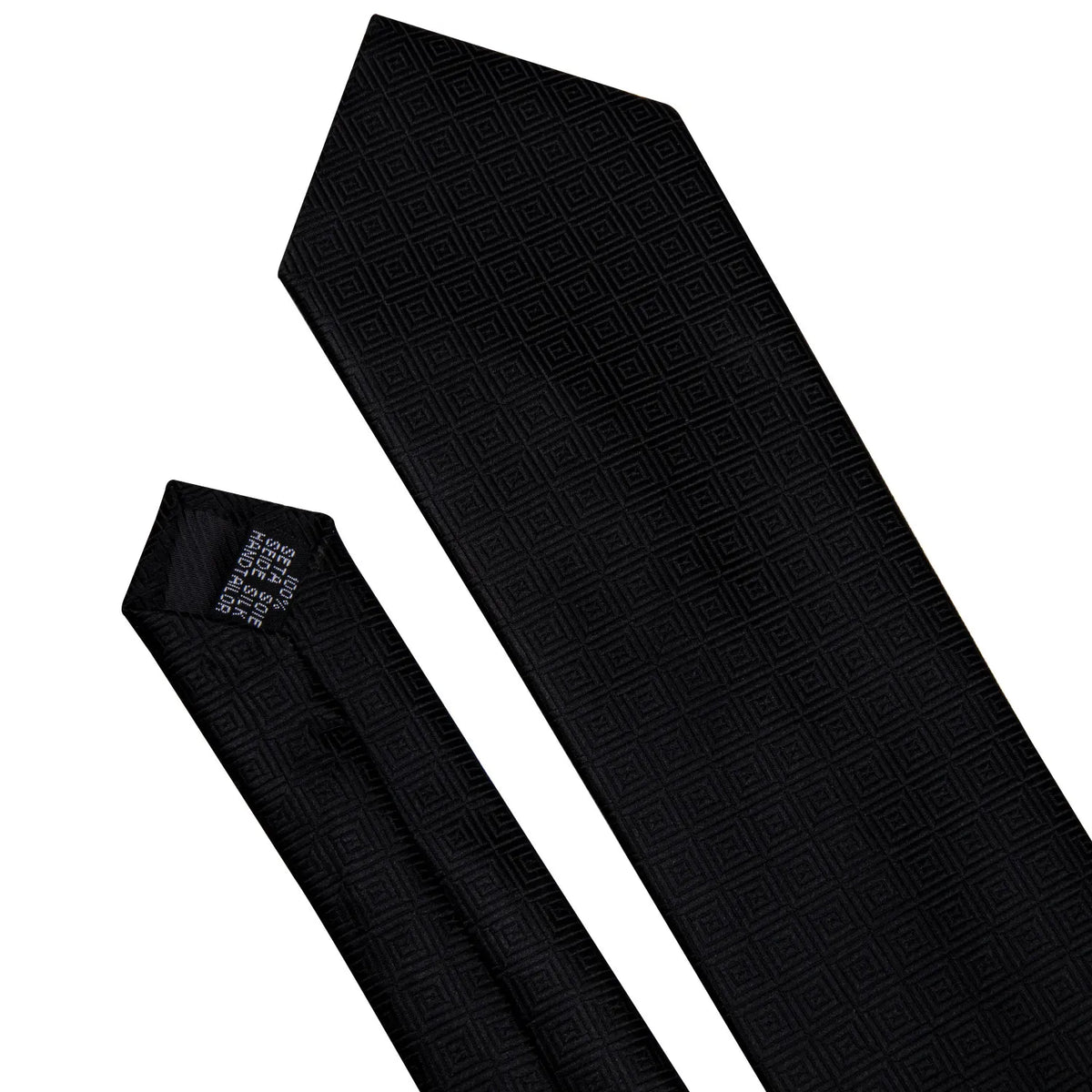 Black Geometric Tie Tie for Men Wedding Tie Party Necktie Handkerchief Cravat  Fashion Designer Tie Set LS-5225