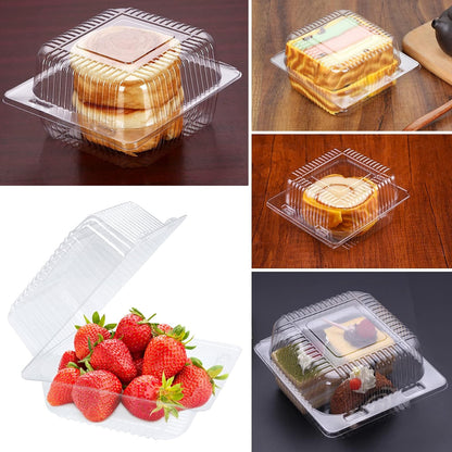 100 Pack Clear Plastic Take Out Container,Square Hinged Food Container,Dessert Clamshell Containers with Lids for Hamburgers,Cakes,Sandwiches,Pasta,Chips