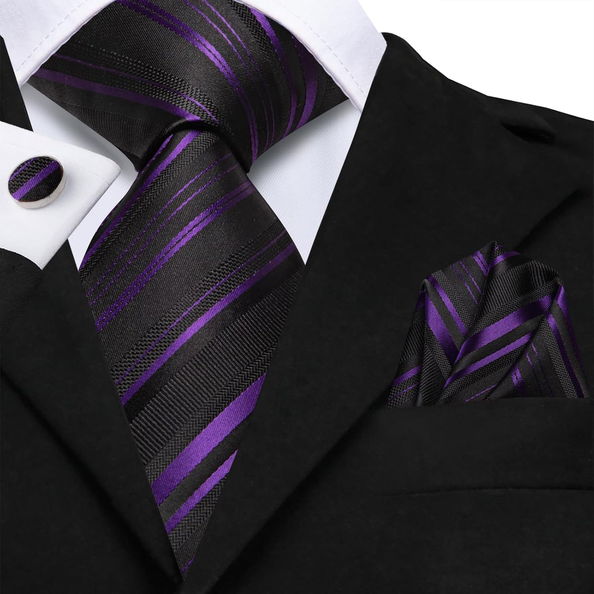 Men 63Inches Tie Set Extra Long Necktie Paisley Tie Pocket Suqare Cufflinks Big and Tall Men Tie