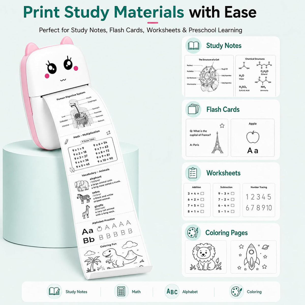 Mini Sticker Printer, Sticker Maker Machine, Bluetooth Thermal Label Maker