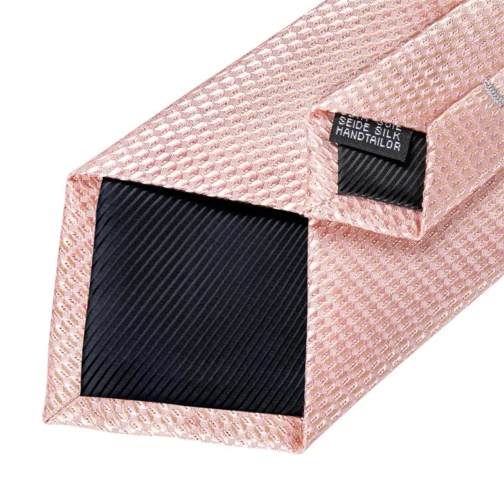 Dibangu Fashion Peach Pink Men Gifts Tie Clip Hanky Cufflinks Tie 150Cm Long Tie for Men Wedding Party Business Tie Set MJ-7195