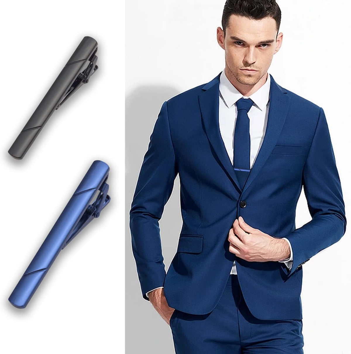 4Pcs Metal Tie Clips for Men Tie Bar with Gift Box