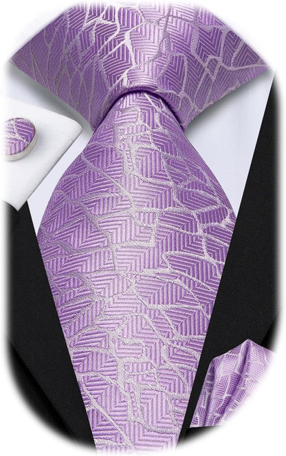 Men 63Inches Tie Set Extra Long Necktie Paisley Tie Pocket Suqare Cufflinks Big and Tall Men Tie