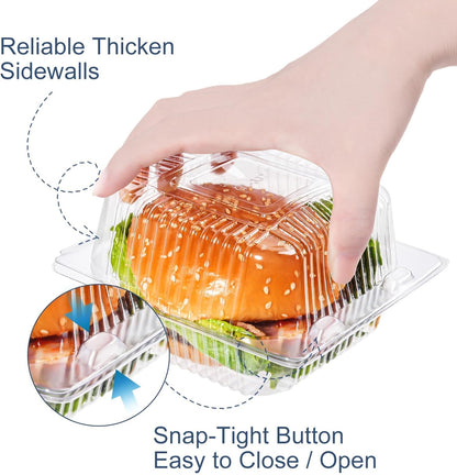 50 Pcs Heavy Duty Plastic Clear Clamshell Food Containers with Lids
