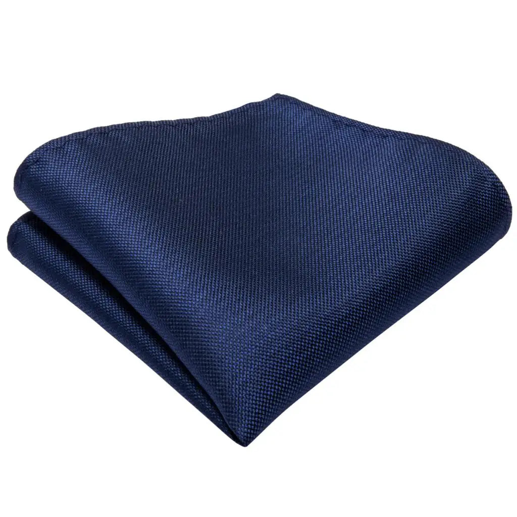 Top Navy Blue Solid Tie for Men 100% Silk Men'S Tie Hanky Cufflinks Neck Tie Suit Business Wedding Party Tie Set MJ-7140