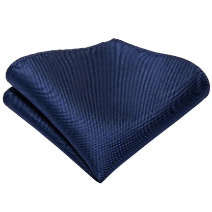 Top Navy Blue Solid Tie for Men 100% Silk Men'S Tie Hanky Cufflinks Neck Tie Suit Business Wedding Party Tie Set MJ-7140