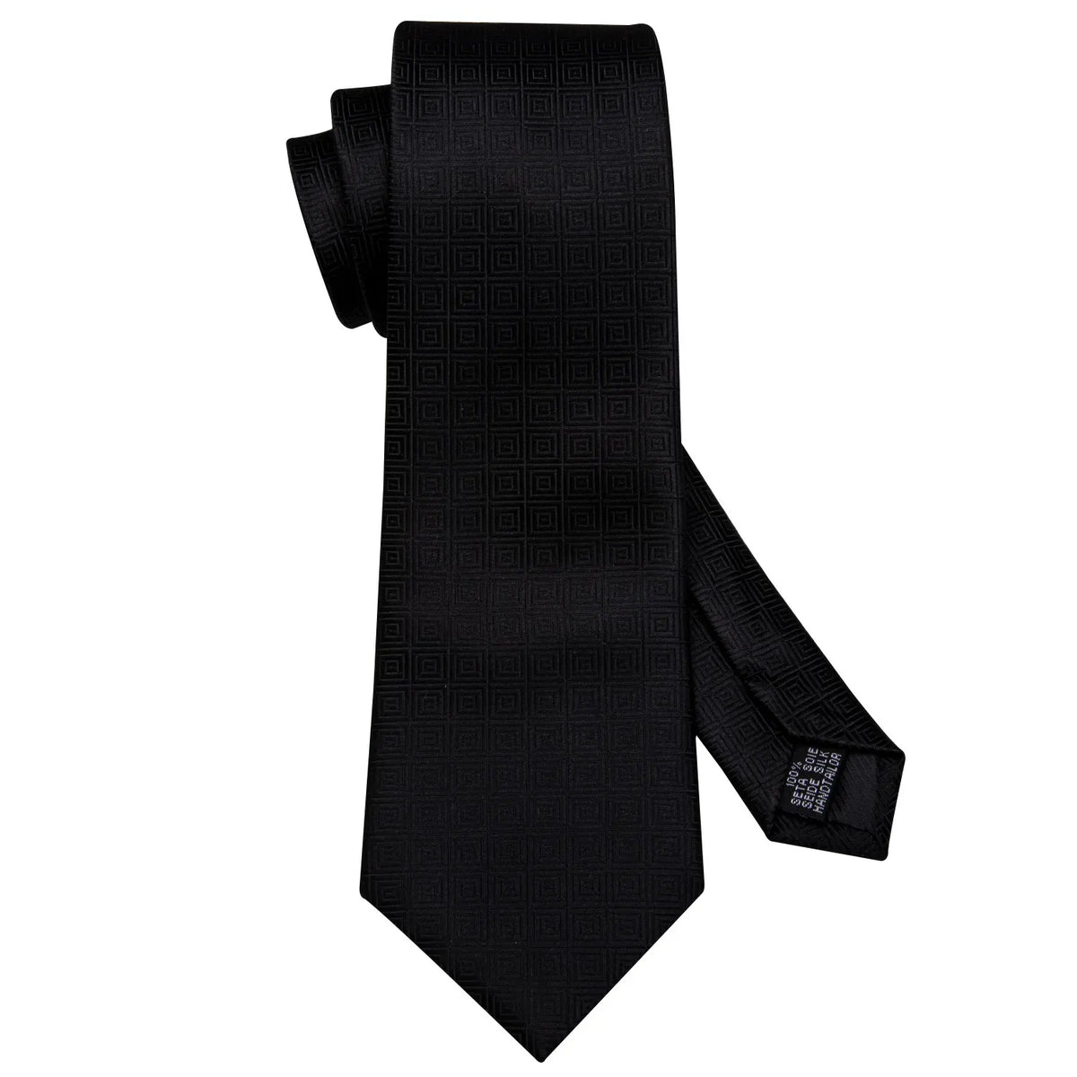Black Geometric Tie Tie for Men Wedding Tie Party Necktie Handkerchief Cravat  Fashion Designer Tie Set LS-5225